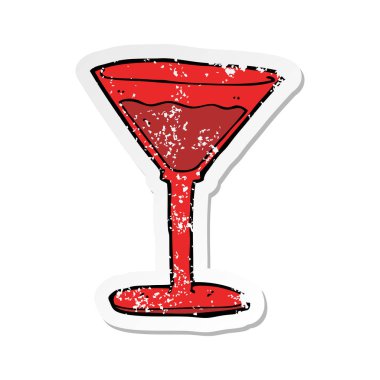 Retro bir karikatür kokteyl etiket sıkıntılı