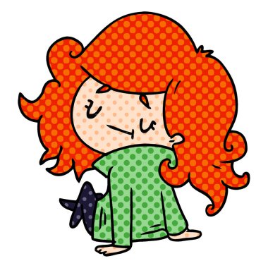 bir şirin kawaii kız çizgi film