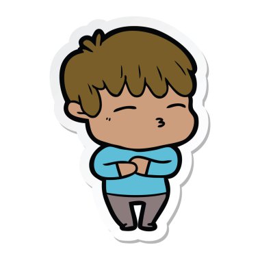 çizgi film meraklı bir çocuk etiket