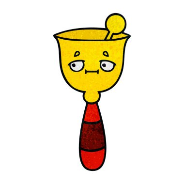 Retro grunge doku karikatür bir okul zili