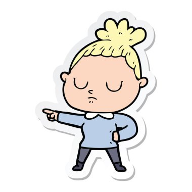 etiket bir çizgi film sakin kadın