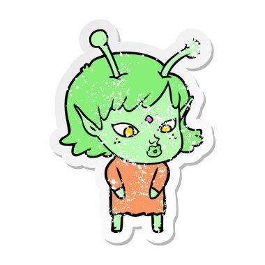 bir güzel çizgi film uzaylı kızın sıkıntılı etiket