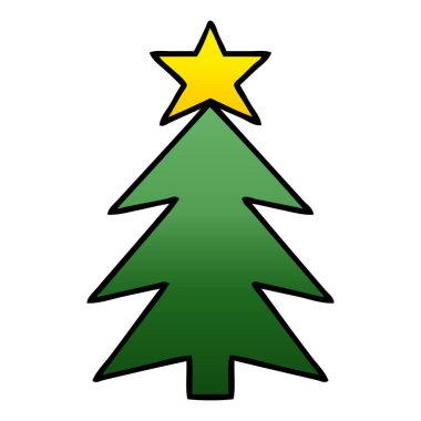 bir Noel ağacı degrade gölgeli karikatür