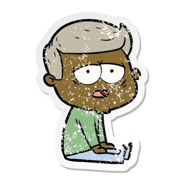 bir karikatür dostum yorgun sıkıntılı etiket