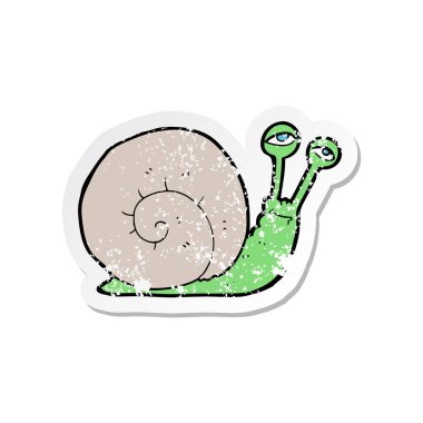 bir çizgi film salyangoz Retro sıkıntılı etiket