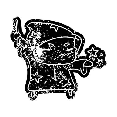 Grunge simgesi şirin kawaii Sihirbazı çocuk sıkıntılı