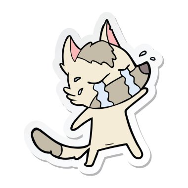 etiket bir karikatür ağlayan kurt