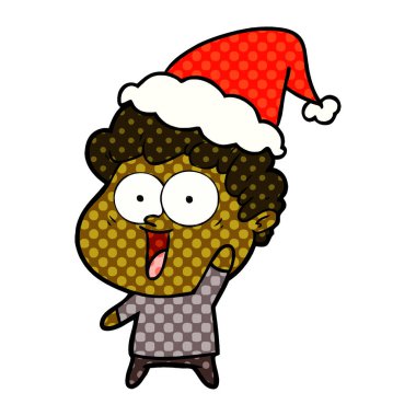 mutlu bir adam Noel Baba şapkası giyen çizgi roman tarzı gösteren resim