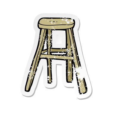 bir çizgi film ahşap tabure Retro sıkıntılı etiket