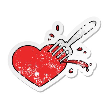 bir karikatür sıkıntılı etiket çatal ile kalp seviyorum