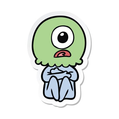 bir çizgi film Tepegöz uzaylı uzaylı etiket