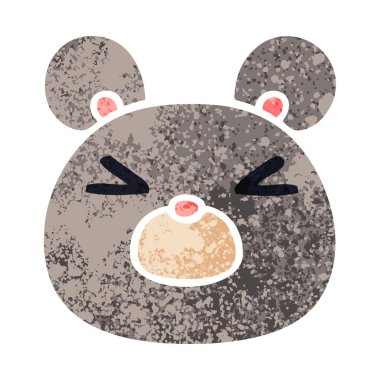 ilginç retro illüstrasyon stil karikatür fare yüz