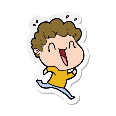 etiket karikatür mutlu bir adamın