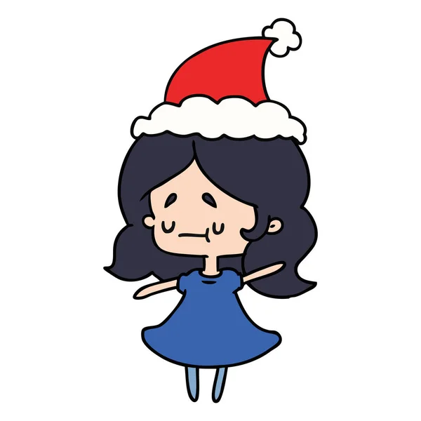 Dibujos Animados Navidad Dibujados Mano Chica Kawaii — Archivo Imágenes Vectoriales