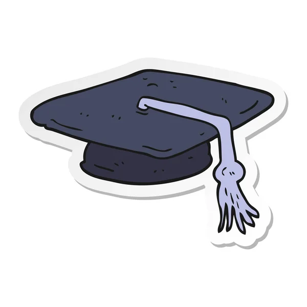 Autocollant d'un chapeau de graduation de dessin animé — Image vectorielle