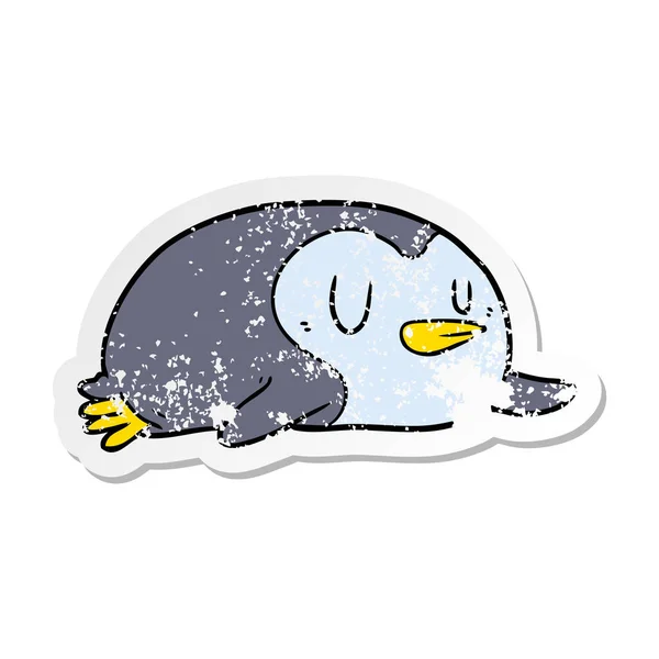 Distressed sticker of a cartoon penguin — Stock Vector