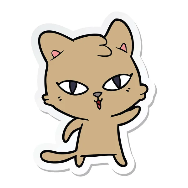 Etiket bir karikatür kedi — Stok Vektör