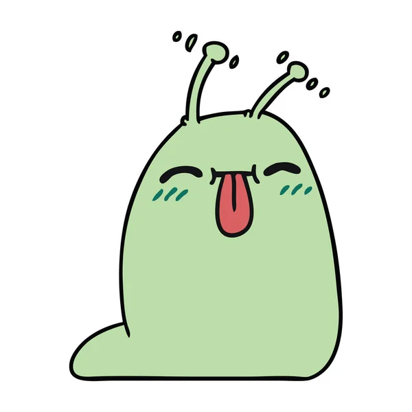 Freehand Drawn Cartoon Happy Kawaii Slug — Stock Vector