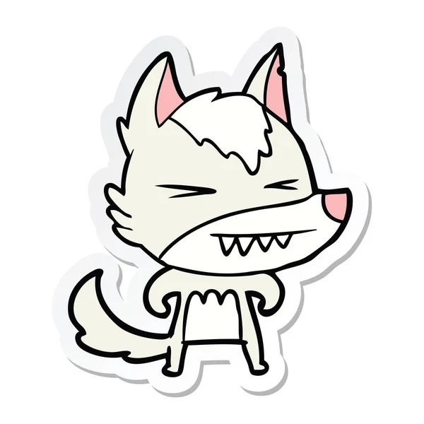 Sticker van de cartoon van een boze wolf — Stockvector