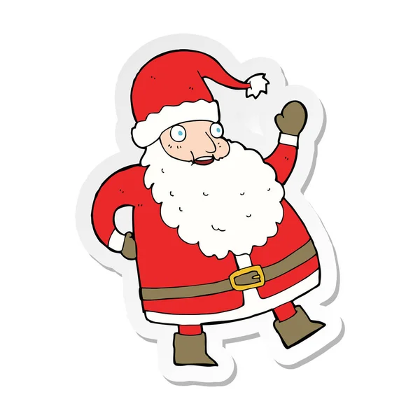 Pegatina Divertido Saludo Dibujos Animados Santa Claus — Vector de stock