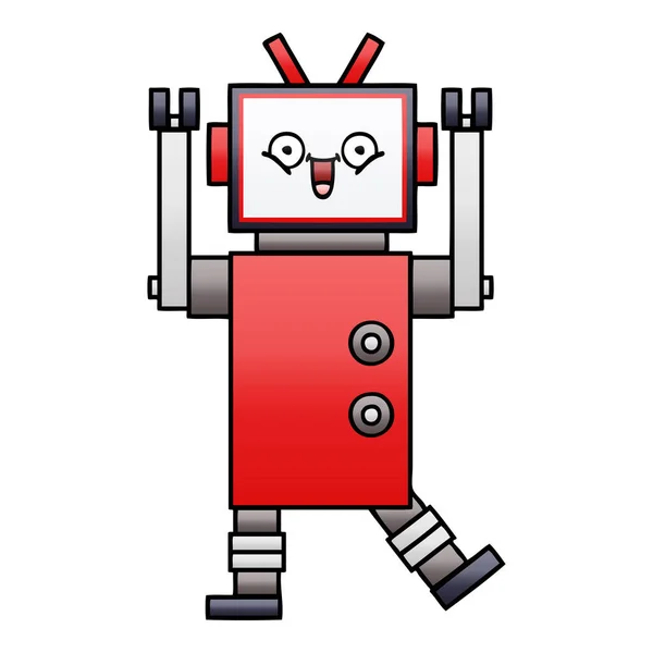 Gradiente sombreado dibujos animados robot feliz — Vector de stock