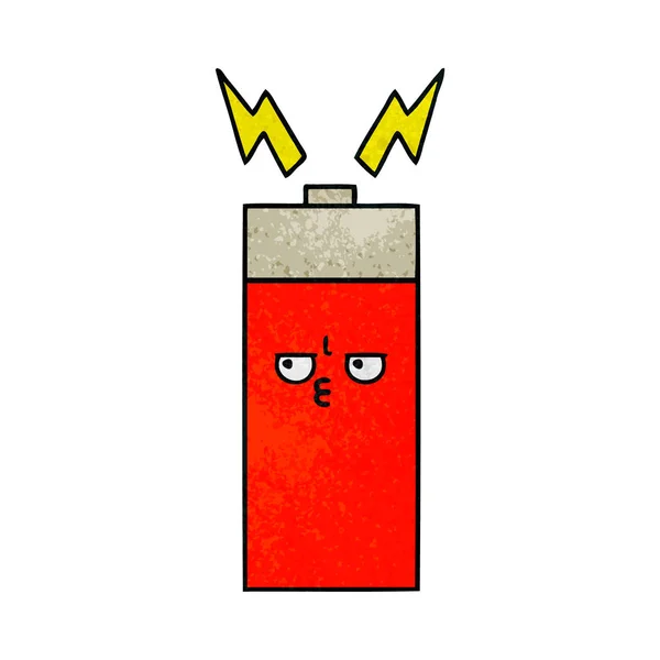Retro Grunge Texture Cartoon Battery — Stock Vector