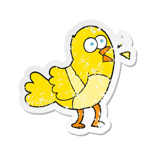 Retro tertekan stiker burung kartun - Stok Vektor