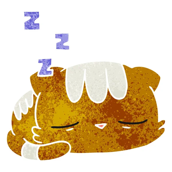 Freehand Drawn Retro Cartoon Cute Kawaii Cat — Stock Vector