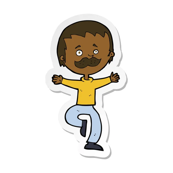Sticker Van Een Cartoon Dancing Man Met Snor — Stockvector