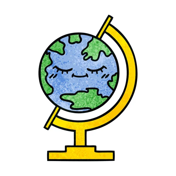 Ретро-гравюра карикатура на глобус мира — стоковый вектор