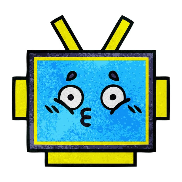 Retro grunge texture cartoon robot head — стоковый вектор