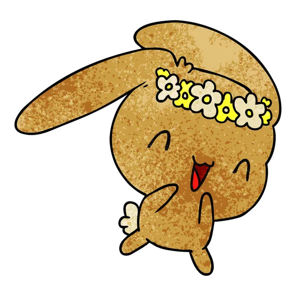 Textured Cartoon Illustration Kawaii Cute Furry Bunny — Stock Vector