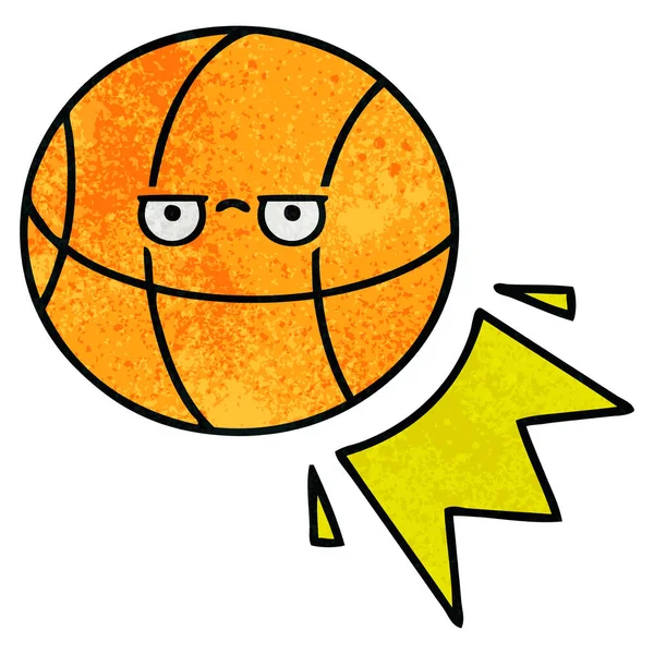 Ретро Гранж Текстура Мультфильм Баскетбол — стоковый вектор
