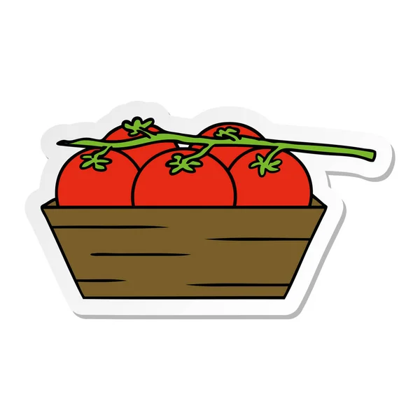 Etiqueta desenho animado doodle de uma caixa de tomates — Vetor de Stock