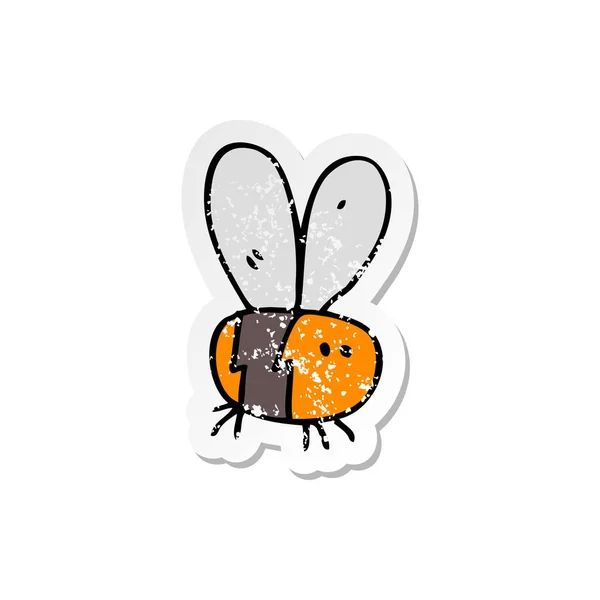Autocollant en détresse rétro d'une abeille de dessin animé — Image vectorielle
