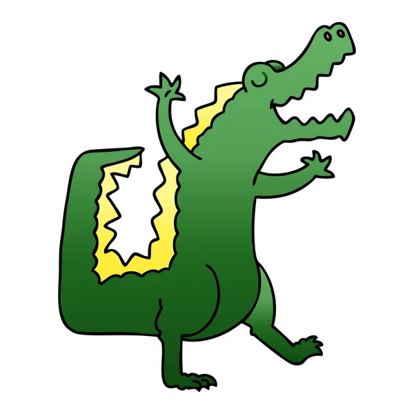 Gradient Ombragé Bizarre Dessin Animé Crocodile — Image vectorielle