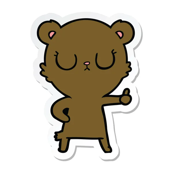 Sticker Peaceful Cartoon Bear Cub — Stock Vector