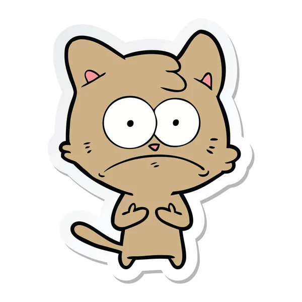 Sticker Cartoon Nervous Cat — Stock Vector