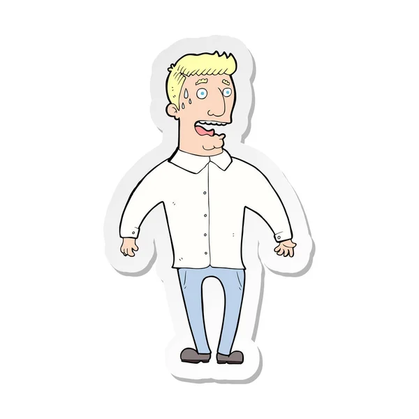 Sticker Van Een Cartoon Nerveus Man — Stockvector