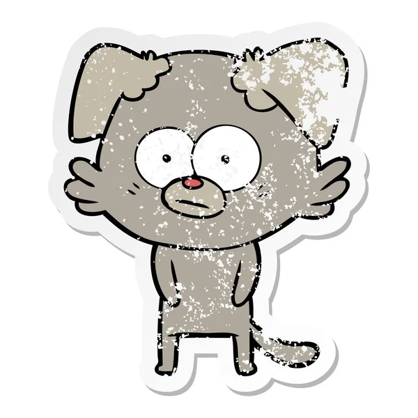 Gergin köpek karikatür sıkıntılı etiket — Stok Vektör