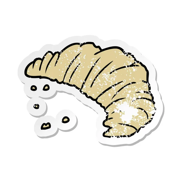 Adesivo Angosciato Croissant Cartone Animato — Vettoriale Stock
