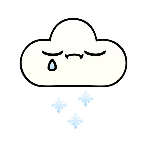 Gradient Shaded Cartoon Snow Cloud — Stock Vector