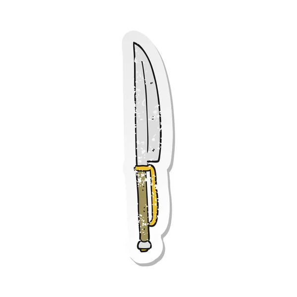 Bir çizgi film bıçak Retro sıkıntılı etiket — Stok Vektör