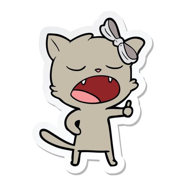 Sticker van een cartoon gapende kat — Stockvector