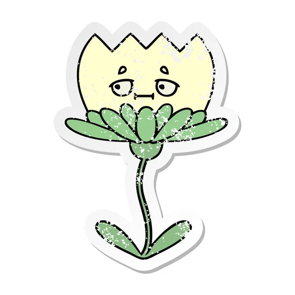 Distressed sticker of a cute cartoon flower — Stock Vector