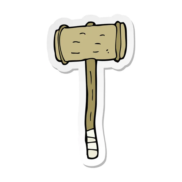 Pegatina de un martillo de madera de dibujos animados — Vector de stock