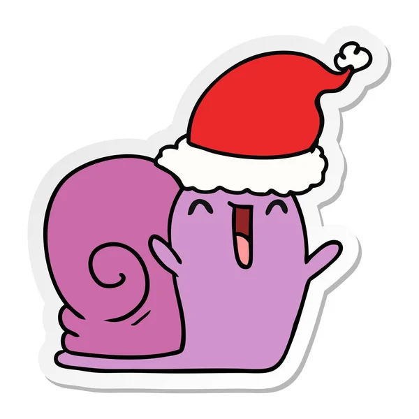 Weihnachtssticker Karikatur der Kawaii-Schnecke — Stockvektor