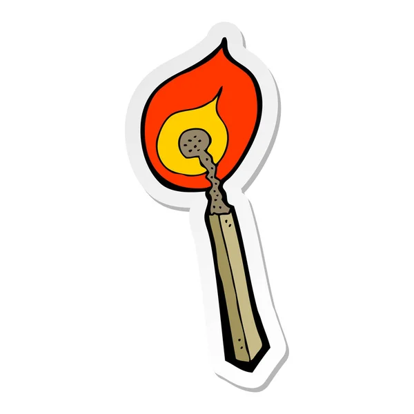 Sticker Cartoon Burning Match — Stock Vector