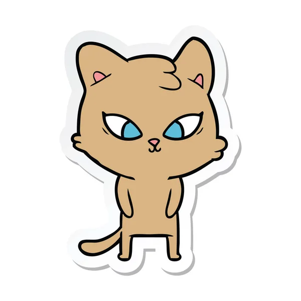 Nálepka Roztomilý Kreslený Kočka — Stockový vektor