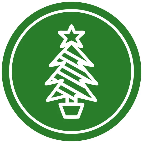 圣诞树圆形图标 — 图库矢量图片